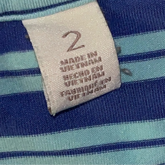 Weekends by Chico’s Striped Blue Purple Golf Tennis Zip Short Sleeve Shirt Size2 - Picture 4 of 10